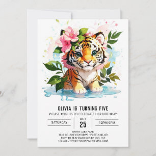 Jungle Princess Tiger Cub Birthday Invitation