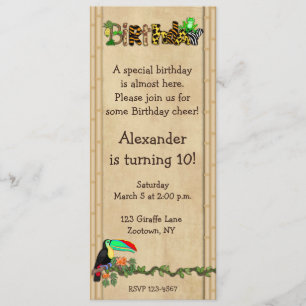 Jungle Print Frog Birthday Party Invitation