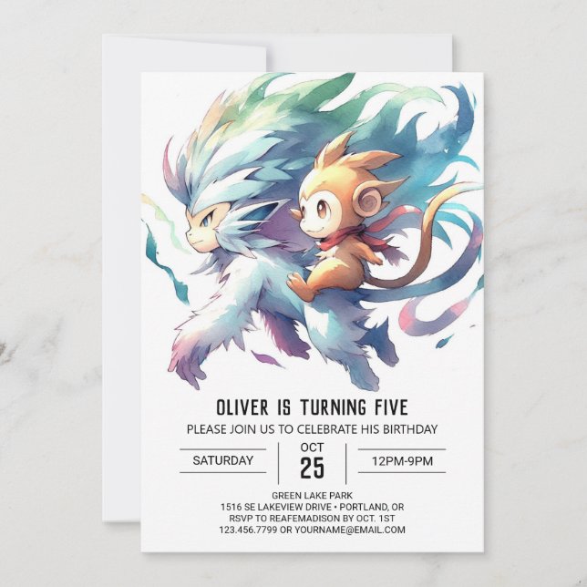 Jungle Printable Monkey Birthday Invitation (Front)