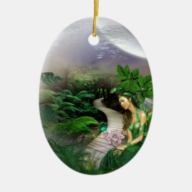 Jungle Reflection Ceramic Tree Decoration (Front)