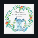 Jungle Rhino Baby Shower Favour  Magnet<br><div class="desc">Cute jungle rhino magnet for a boy baby shower. Change the background by clicking on customise & use our colour picker!. Matching items available in our shop.</div>