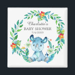 Jungle Rhino Baby Shower Favour  Magnet<br><div class="desc">Cute jungle rhino magnet for a boy baby shower. Change the background by clicking on customise & use our colour picker!. Matching items available in our shop.</div>