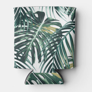 Jungle Rhythm: Tropical Leaves Floral Can Cooler