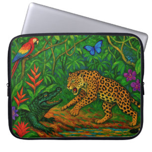 “Jungle Rivals” - Colourful Wildlife Portrait Laptop Sleeve
