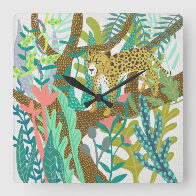 Jungle Roar - Cheetah Square Wall Clock (Front)