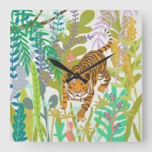 Jungle Roar - Tiger Square Wall Clock