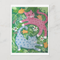 Jungle Romp - Folk Art Painting Postcard