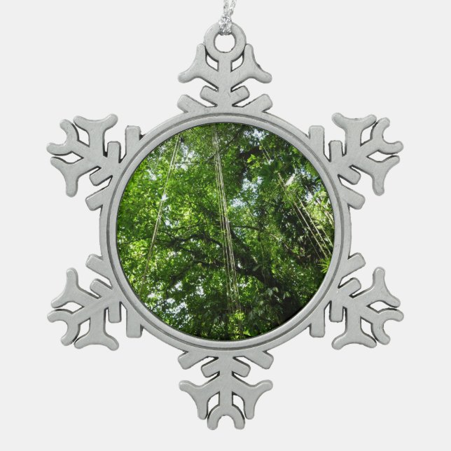 Jungle Ropes Rainforest Photography Snowflake Pewter Christmas Ornament (Front)