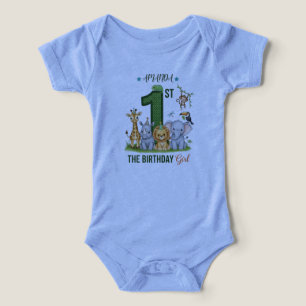 Jungle Safari 1st Birthday Girl Baby Bodysuit