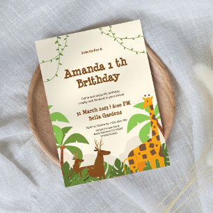 Jungle Safari 1st Birthday Invitation