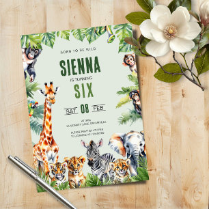 Jungle Safari 6th Birthday Invitation