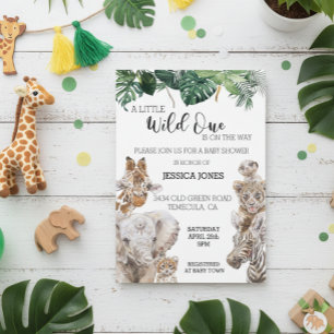 Jungle Safari African baby Animals Wild One  Invitation