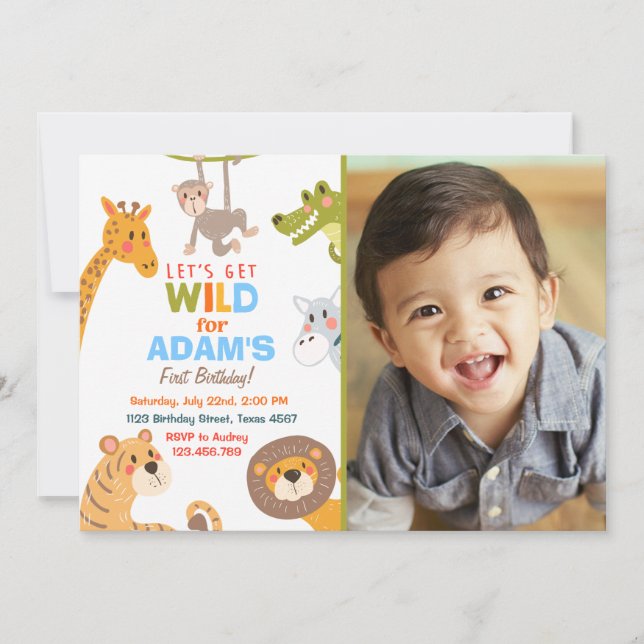 Jungle Safari Animal Birthday Party Invitation (Front)