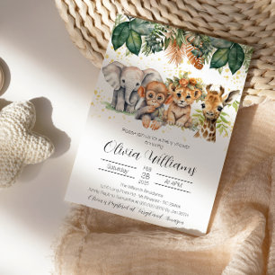 Jungle Safari Animal Elegant Baby Shower Invitation