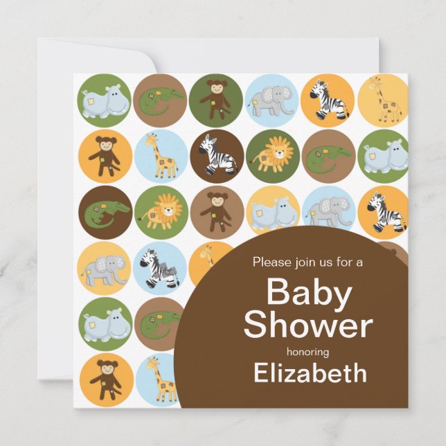 Jungle Safari Animal Neutral Baby Shower Invitation (Front)