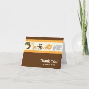 Jungle Safari Animal Neutral Baby Shower Thank You Card