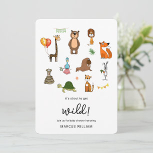 Jungle Safari Animal Rustic Wildlife Baby Shower Invitation