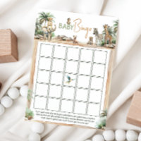 Jungle Safari Animals Baby Shower Baby Bingo Card