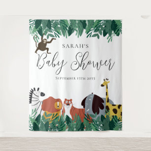 Jungle Safari Animals Baby Shower Backdrop Tapestry