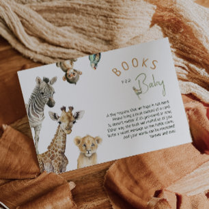 Jungle Safari Animals Baby Shower Books For Baby Enclosure Card