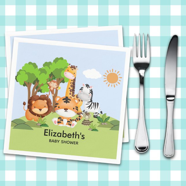 Jungle Safari Animals Baby Shower Boy Napkin (Creator Uploaded)