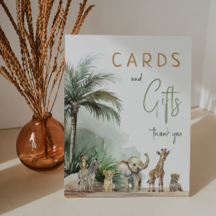 Jungle Safari Animals Baby Shower Cards and Gifts Pedestal Sign