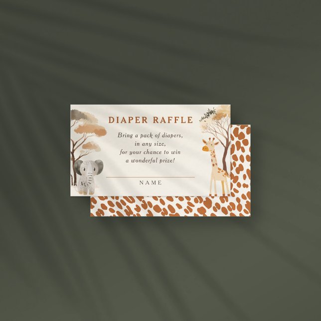 Jungle Safari Animals Baby Shower Diaper Raffle Enclosure Card (Creator Uploaded)