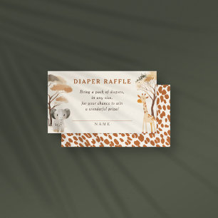 Jungle Safari Animals Baby Shower Diaper Raffle Enclosure Card