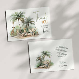 Jungle Safari Animals Baby Shower Flat Thank You Card