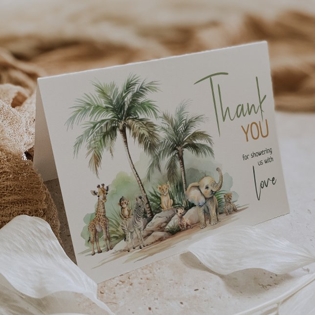Jungle Safari Animals Baby Shower Folded Thank You Card (Creator Uploaded)