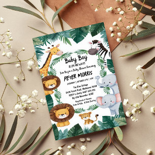 Jungle Safari Animals Baby Shower Invitation