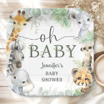 Jungle Safari Animals Baby Shower Oh Baby Paper Plate<br><div class="desc">Add a touch of elegance to your celebration with our Safari Animals Baby Shower Paper Plates! Don't settle for the ordinary. Elevate your celebration,  order your today,  and make your event extraordinary!</div>