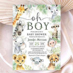 Jungle  Safari Animals Baby Shower Oh Boy Invitation
