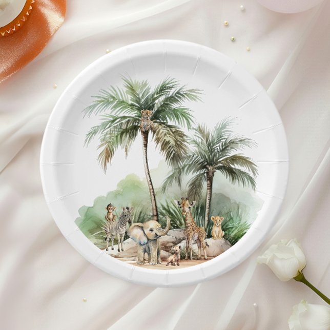 Jungle Safari Animals Baby Shower Paper Plate (Creator Uploaded)