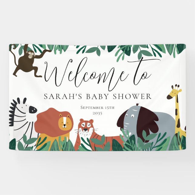 Jungle Safari Animals Baby Shower Welcome Sign (Horizontal)