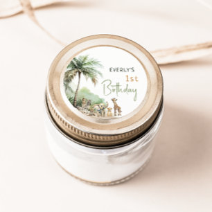 Jungle Safari Animals Birthday Party Favour Sticke Classic Round Sticker