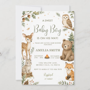  Jungle Safari Animals Boy Baby Shower Invitation