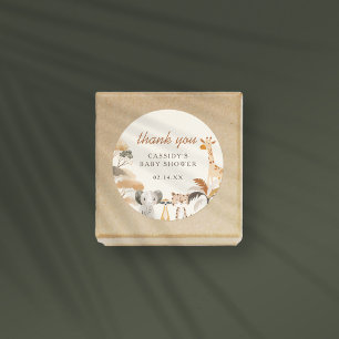 Jungle Safari Animals Boy Baby Shower Thank You Classic Round Sticker
