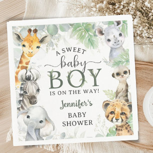 Jungle Safari Animals Boy Baby Shower Tropical Napkin