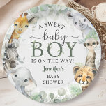 Jungle Safari Animals Boy Baby Shower Tropical Paper Plate<br><div class="desc">Add a touch of elegance to your celebration with our Safari Animals Baby Shower Paper Plates! Don't settle for the ordinary. Elevate your celebration,  order your today,  and make your event extraordinary!</div>