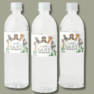 Jungle Safari Animals Boy Baby Shower  Water Bottle Label