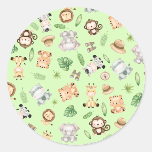 Jungle Safari Animals Classic Round Sticker (Front)