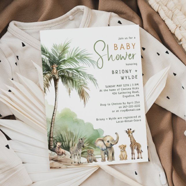 Jungle Safari Animals Couples Baby Shower Invitation (Creator Uploaded)