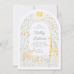 Jungle Safari Animals Cute Arch Baby Shower Invitation