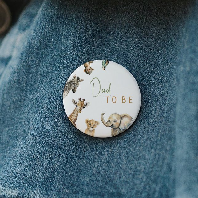Jungle Safari Animals Dad To Be Baby Shower Button (Creator Uploaded)