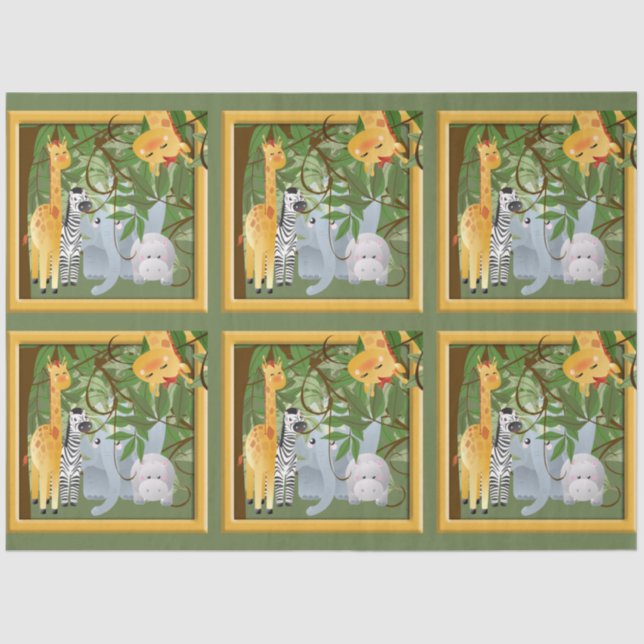 Jungle Safari Animals Decoupage Tissue Paper (Front)