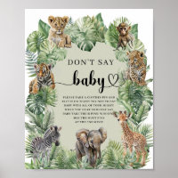 Jungle Safari Animals don't say baby game sign