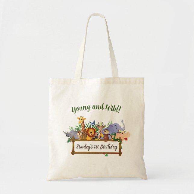 Jungle Safari Animals Forest Kids' Birthday  Tote Bag (Front)
