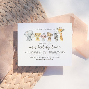 Jungle Safari Animals Gender Neutral Baby Shower Invitation Postcard