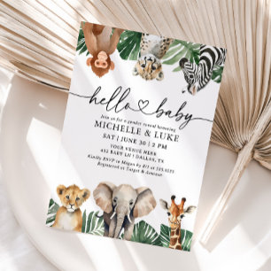 Jungle Safari Animals Greenery Gender Reveal Invitation
